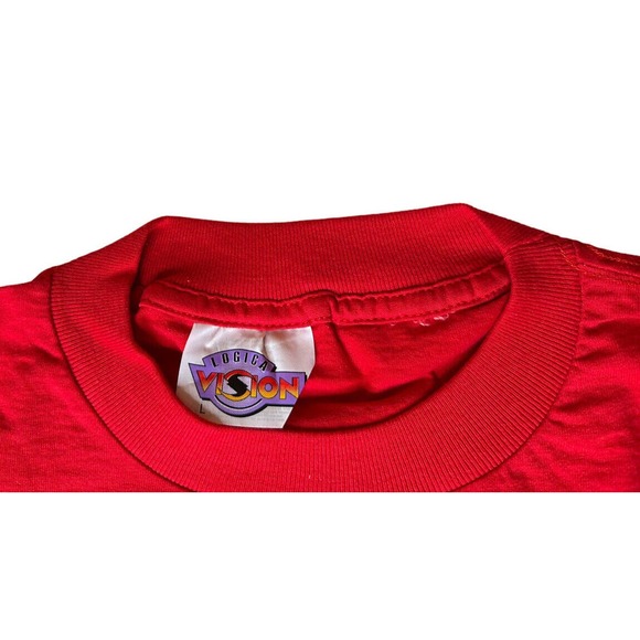 Vintage 1990s Guanajuato Mexico Red Embroidered Frog T-Shirt Logical Vision Sz L - Picture 3 of 6